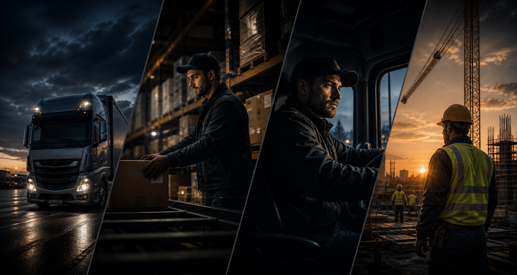 A truck driver, warehouse worker and construction worker — BeeHuman agency workers